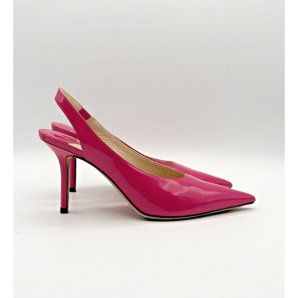Jimmy Choo Ivy 85 Hot Pink Patent Leather Slingback Stiletto Heels EU 35.5